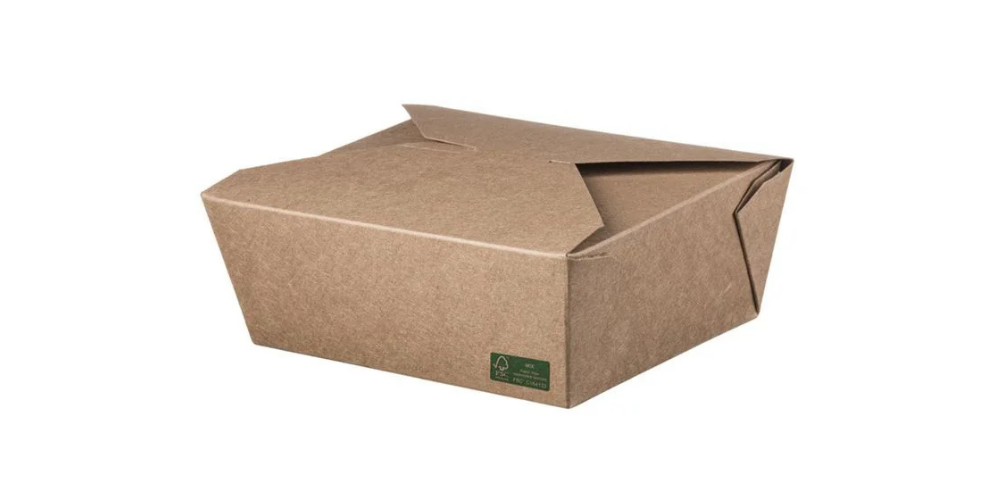 KRAFTOVÁ KRABICE NA JÍDLO S VÍKEM (19,5x14x6,3) (No3) 2000ml 50ks. - FSC